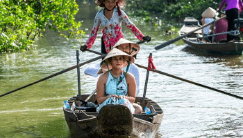 The Beautiful Sampan Boat in Our Cycling Tour & Private Trip
